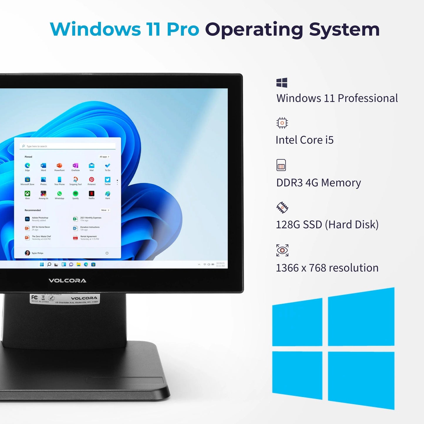 Volcora Standard 15.6" Windows 11 POS TERMINAL