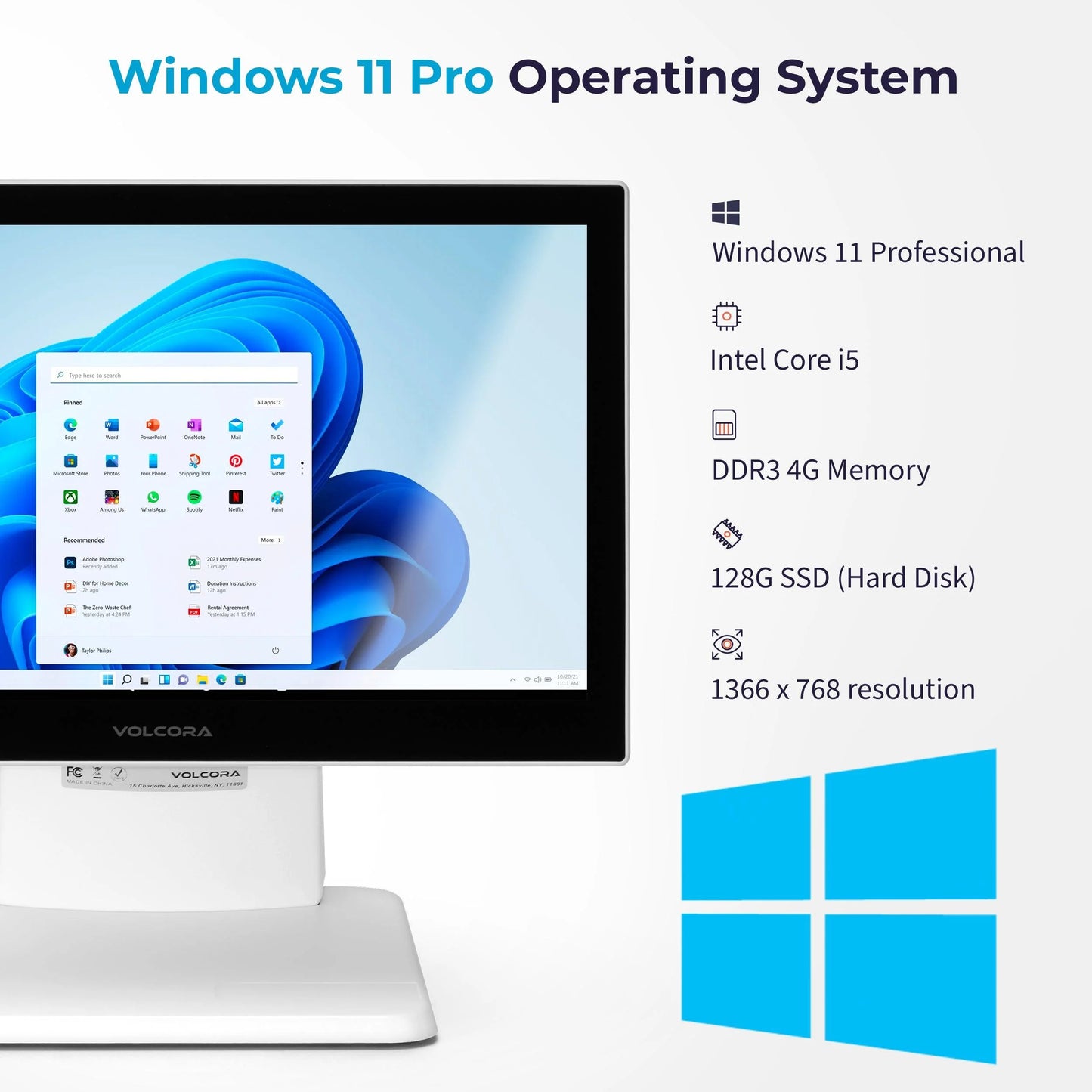 Volcora Standard 15.6" Windows 11 POS TERMINAL