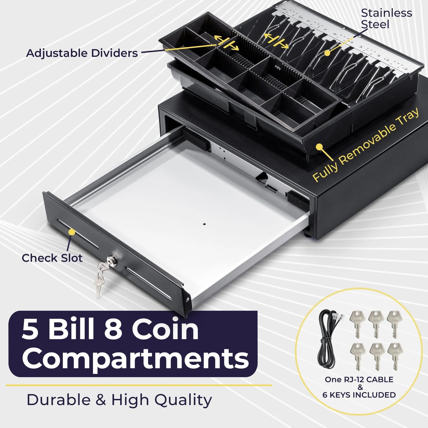 16" Cash Register Drawer w/5 Bill 8 Coin